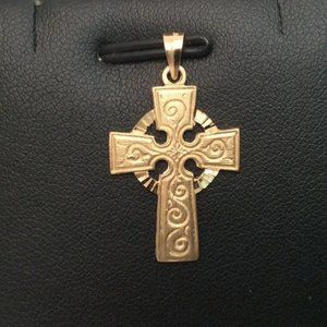 14k Solid Yellow real Gold Celtic Cross 2.00 Grams Religious Charm